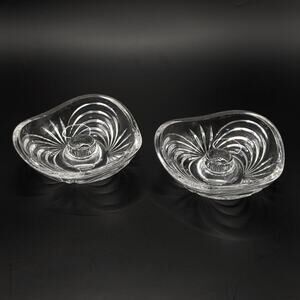 Vintage Pair Royal Crystal Rock Aurea Italy Single Light Candle Holders 3.25in